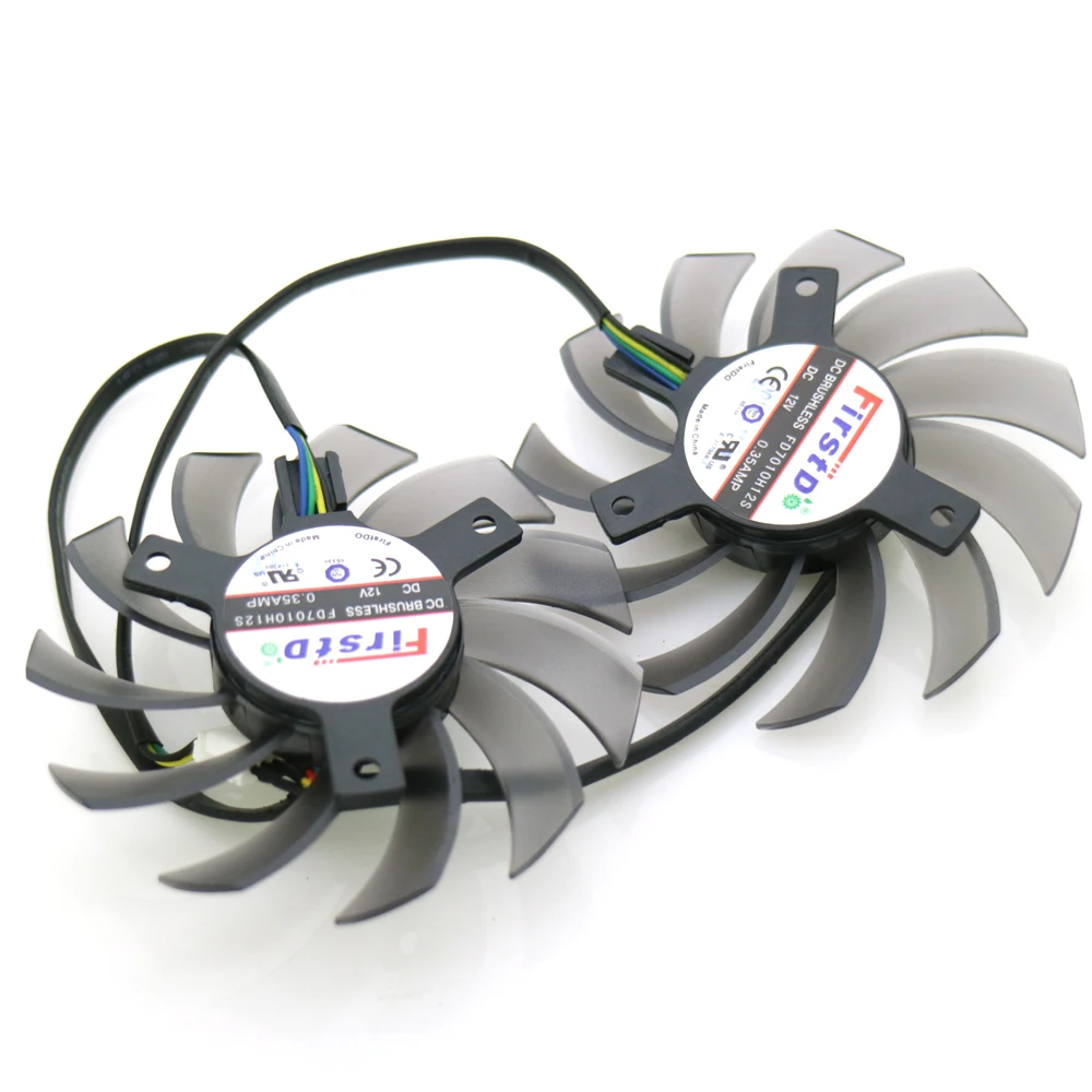 2 шт./лот FD7010H12S DC 12 В 0 35 A 75 мм VGA вентилятор для ASUS GTX7750TI GTX650TIB R7 260X HD7950 DirectCU II