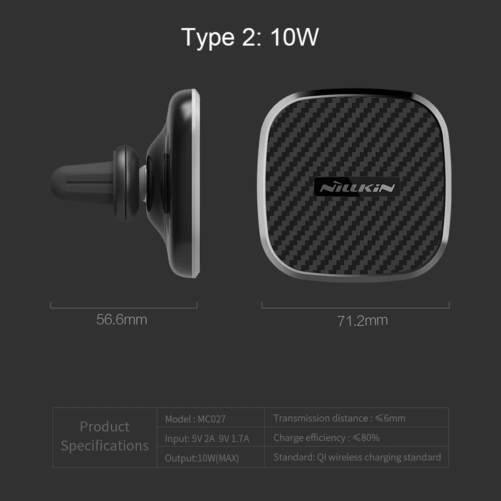Nillkin Qi автомобильное магнитное Беспроводное зарядное устройство для samsung Galaxy S10 S9 S9 Plus держатель вентиляционное отверстие крепление для iPhone X XR XS Max для Mi 9