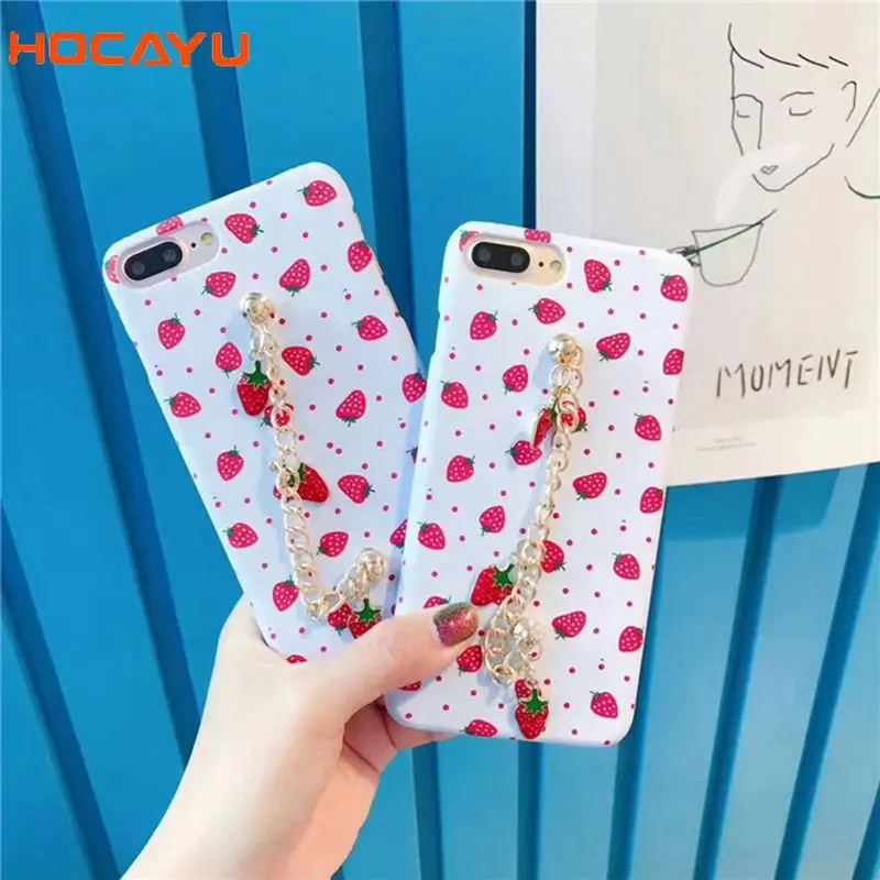 HOCAYU милый Handphone Чехлы для Iphone 6 6s plus 7 8 с металлической цепочкой браслет жесткий
