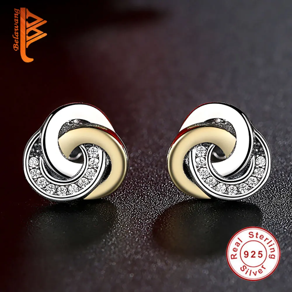 Женские серьги-гвоздики из серебра 925 пробы золотистого цвета | Украшения и