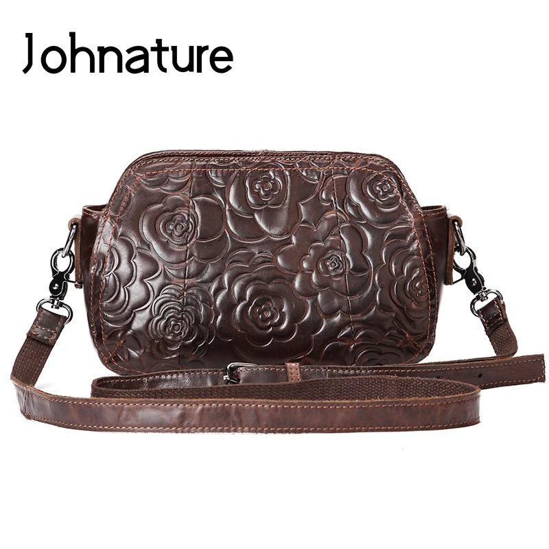 Женская сумка из натуральной кожи Johnature Классическая прочная через плечо с