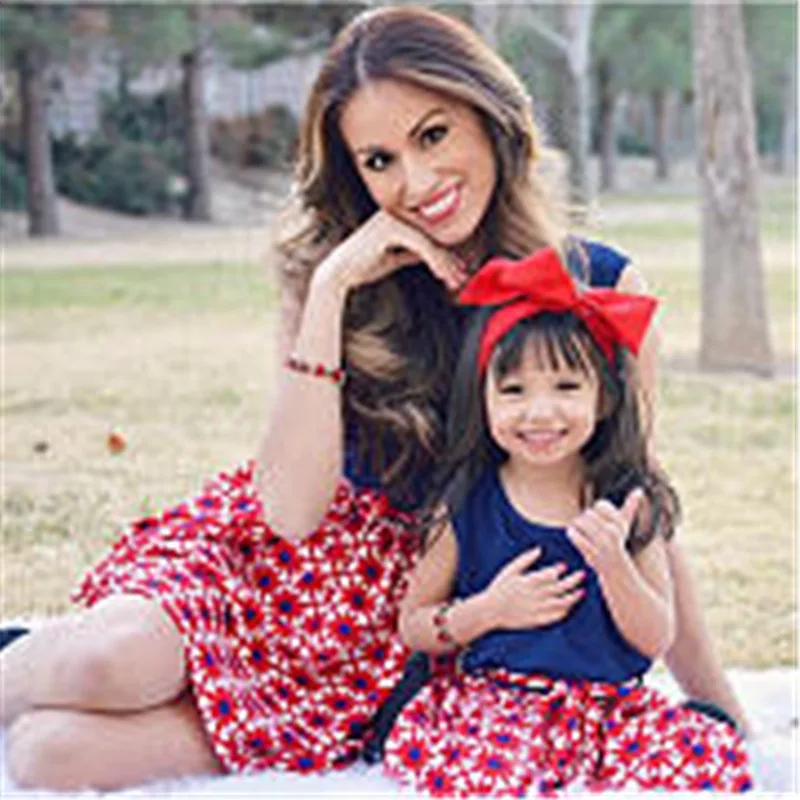 Платья для мамы и дочки Одинаковая одежда платье в горошек свадебной вечеринки