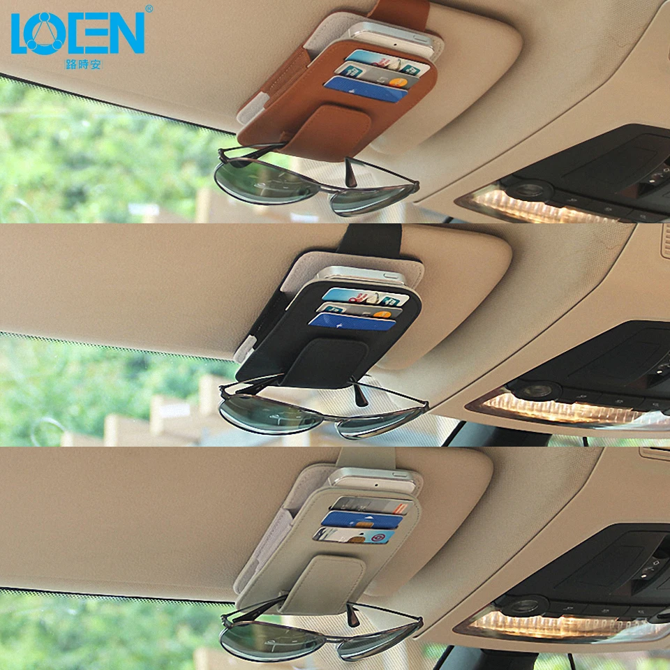 LOEN Car Sun Visor Organizer Auto Interior Accessories Pocket Card Cellphone Sunglasses Holder Storage Pouch | Автомобили и