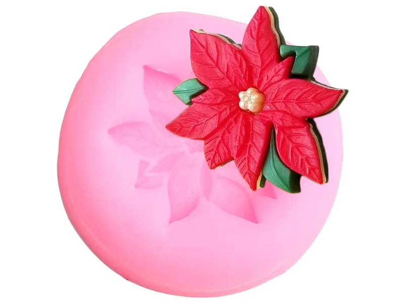 3D Poinsettia цветок силиконовая форма кекс Топпер формы для помадки шоколада инструменты для украшения торта для вечеринки глиняные формы для конфет