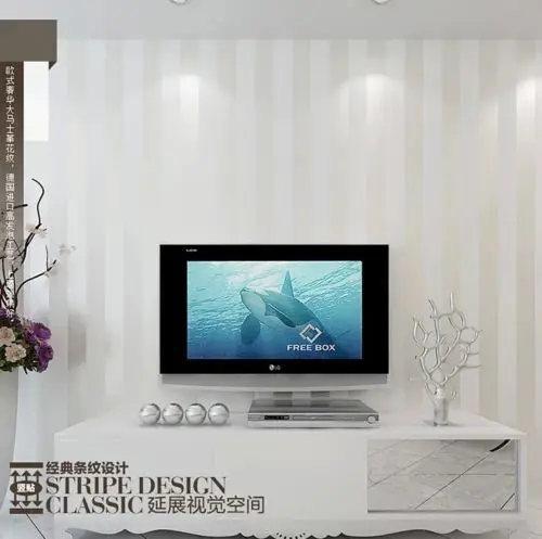 Q QIHANG European Modern Minimalist Country Luxury Stripe Wallpaper Roll (10M*0.53M=5.3m2) | Обустройство дома