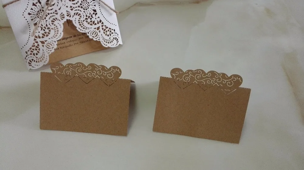 Винтажные любовные сердца лазерная резка карты крафт картон свадьба помолвка