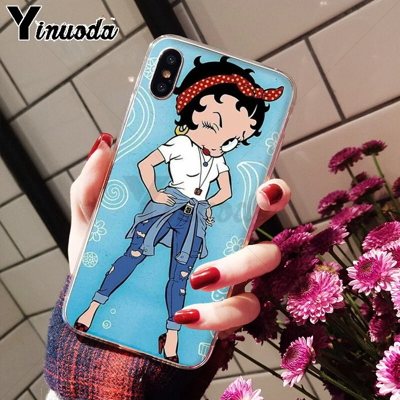 Мягкий чехол Yinuoda Betty boop для iPhone 5 5Sx 6 7 7plus 8 8Plus X XS MAX XR|Чехлы-накладки| |