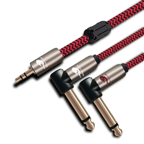 Audiophile аудио кабель прямой мини Джек 3,5 мм двойной угол 6,35 мм 1/4 "TS Jack телефон микшерный пульт Amp Кабель 1 м 2 м 3 м 5 м 8 м