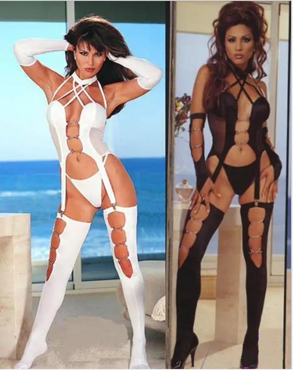 

Привлекательное Эротическое Фетиш-белье 2016 белого и черного цвета, суперсексуальное женское нижнее белье плюшевый, стринги, перчатки и чул...