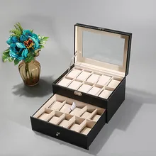 Hot selling luxury 20/24 grids PU Leather Watch Display Box Storage Holder Organizer Watch Case Jewelry Display Watch Box