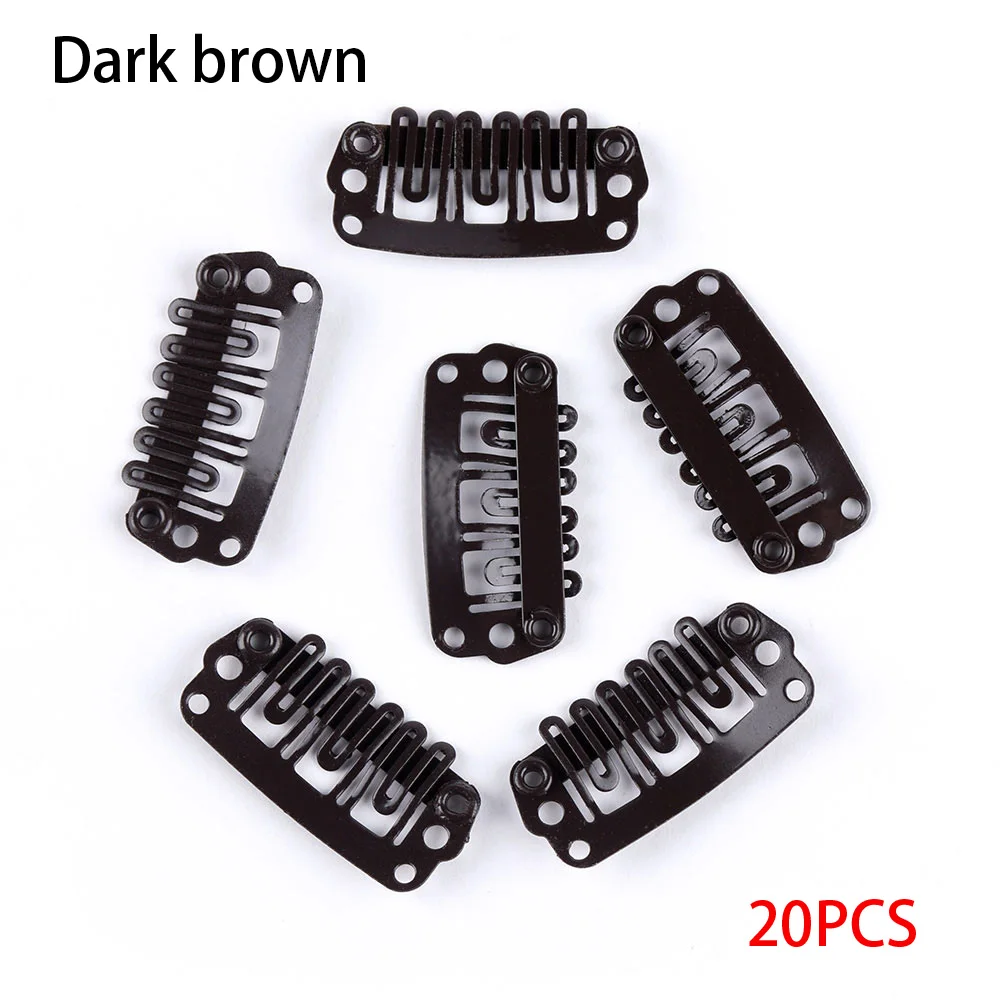 24mm dark brown 20 шт Металлические u-образные парики для наращивания фиксированные заколки для волос 32 мм/28 мм/24 мм держатель шпильки Заколки для женщин аксессуары для волос - Цвет: 24mm dark brown