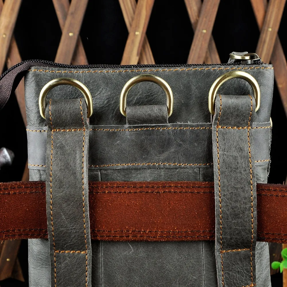 Модная многофункциональная Повседневная поясная сумка из натуральной кожи 8