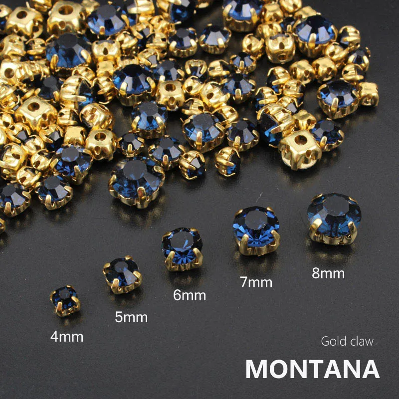 Новинка! Пришить стразы золото коготь Montana Цвет смешивания Размер 4 mm 8mm 120 шт.