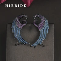 hibride new fashion feather shape multicolor women ear cuff earring brincos punk style girls birthday gifts wholesale e 682