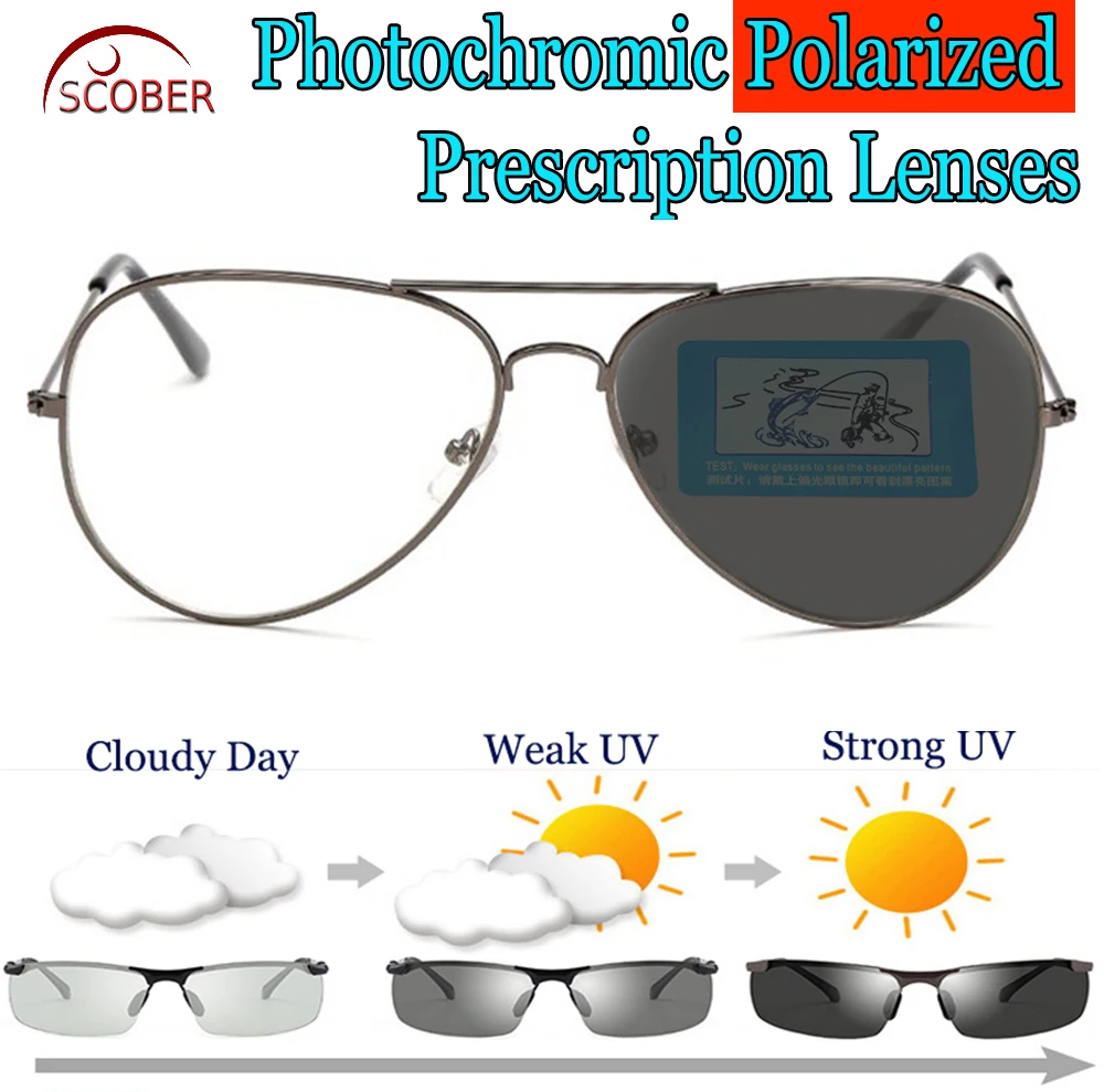 

Photochromic GRAY Polarized Prescription sunglasses Custom Made Myopia Minus Prescription Lens -1 -1.5 -2 -2.5 -3 -3.5 -4 TO -6