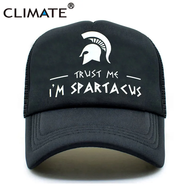 Full Black Климат Spatacus Trucker Кепка s Мужчины Спартак Черная кепка s жаркое лето я Спартак крутая бейсбольная сетка Кепка Дальнобойщика шляпа - Цвет: Full Black