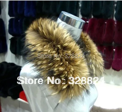 Новинка высокое качество натуральный цвет воротник из натурального меха енота