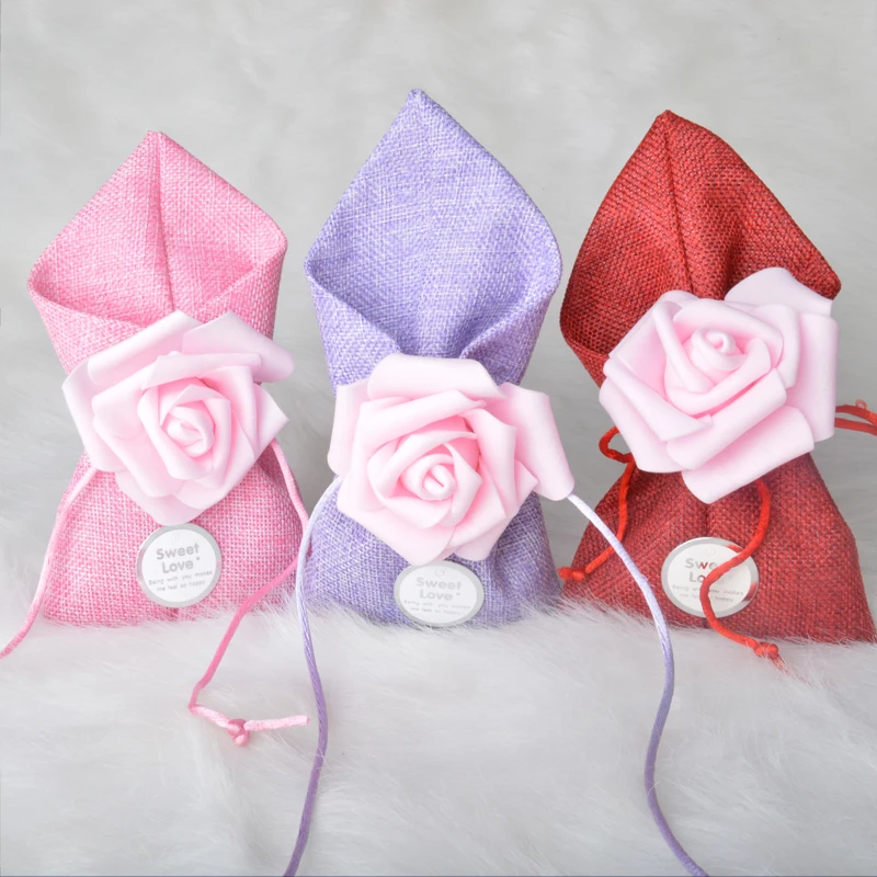 

20 pcs/lot Rose candy bag creative Wedding Favor Box and Bags cloth candy boxes Wedding Baby Shower Birthday Party Supplies