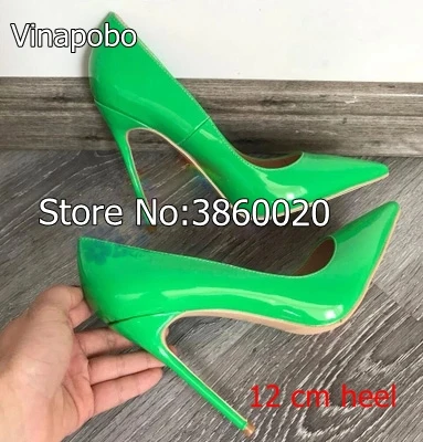 Vinapobo/ г. Новые модные женские туфли-лодочки на высоком каблуке Классические пикантные свадебные туфли на тонком каблуке, белого, красного, бежевого цвета, большие размеры 34-43 - Цвет: White 12cm heel