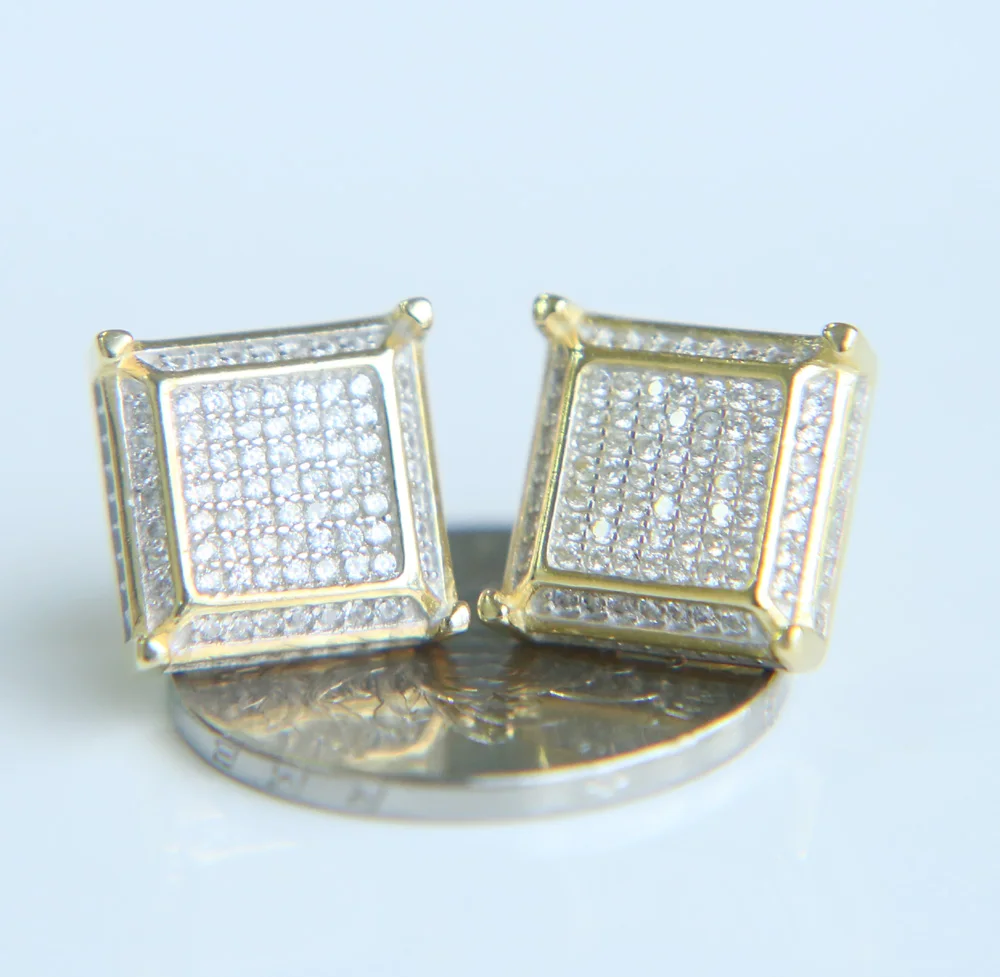 2017 популярные красивые мужские серебряные квадратные сережки с винтовой спинкой