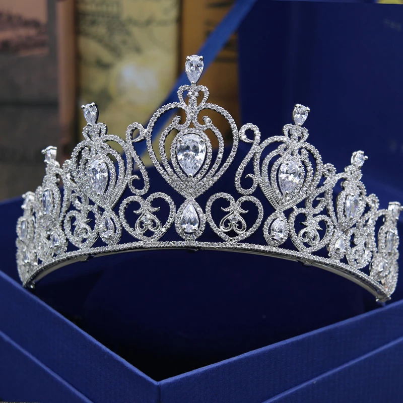 Роскошная AAA кубический цирконий барокко королева король большая корона