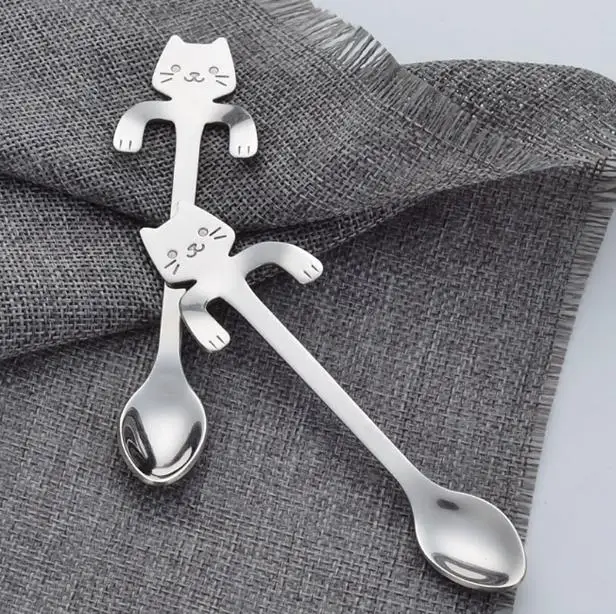 

Stainless Steel Scoops Sturdy Humanized Streamline Design Coffee Tea Spoons With Long Handle Cat Spoon Popular SN1063