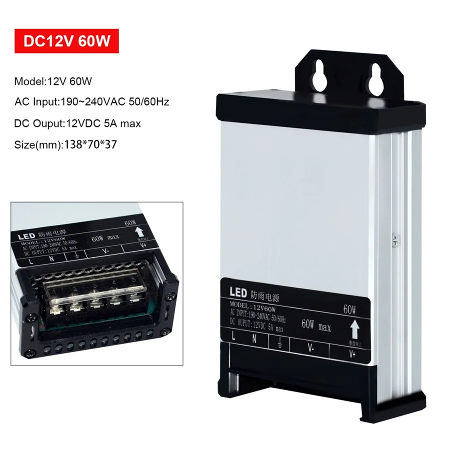 DC12V / DC24V светодиодный Питание на открытом воздухе непромокаемые 60W 100W 200W 250W 400W