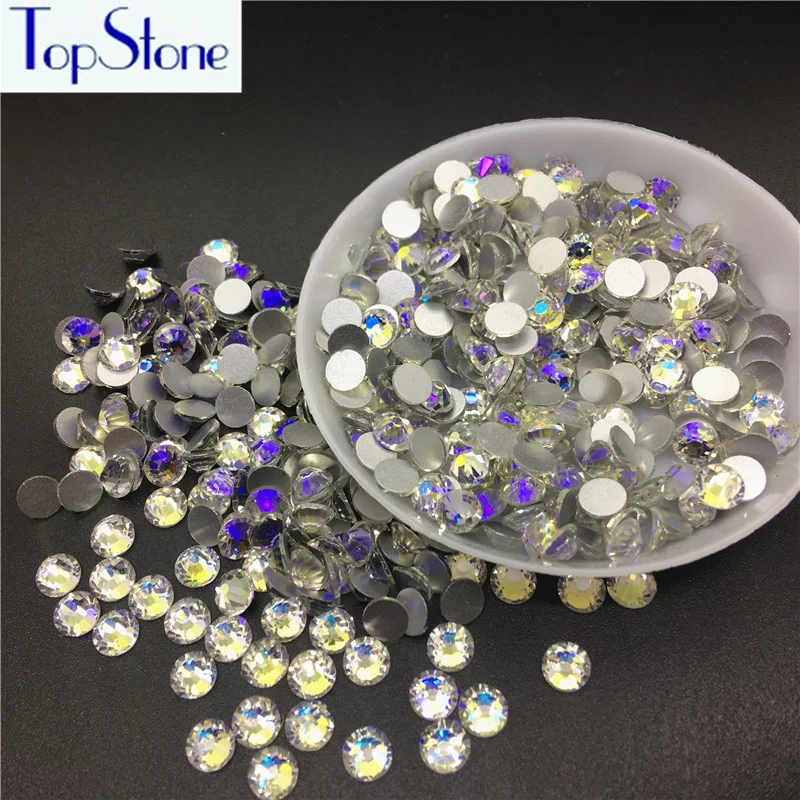 Topstone ночное небо цвет ss3-ss20 Круглый с плоской задней частью камешки для дизайна ногтей 3D стекло клей для кристаллов на не горячей фиксации Стразы