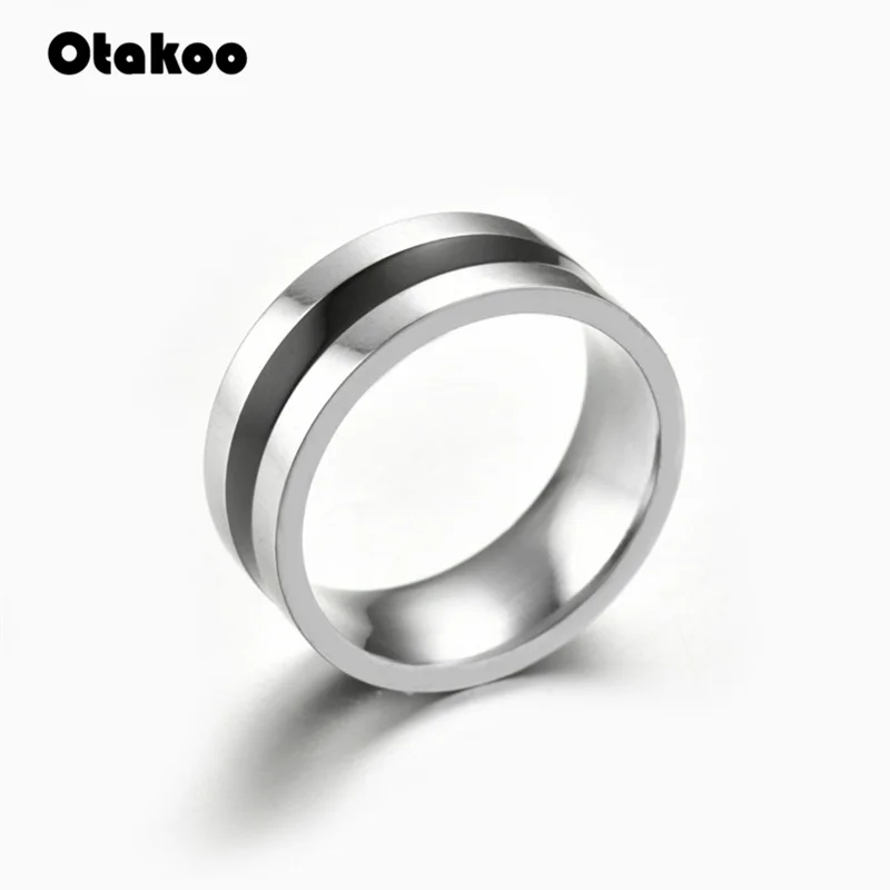 Otakoo модные ювелирные изделия кольцо Простой дизайн обруч титановая нержавеющая