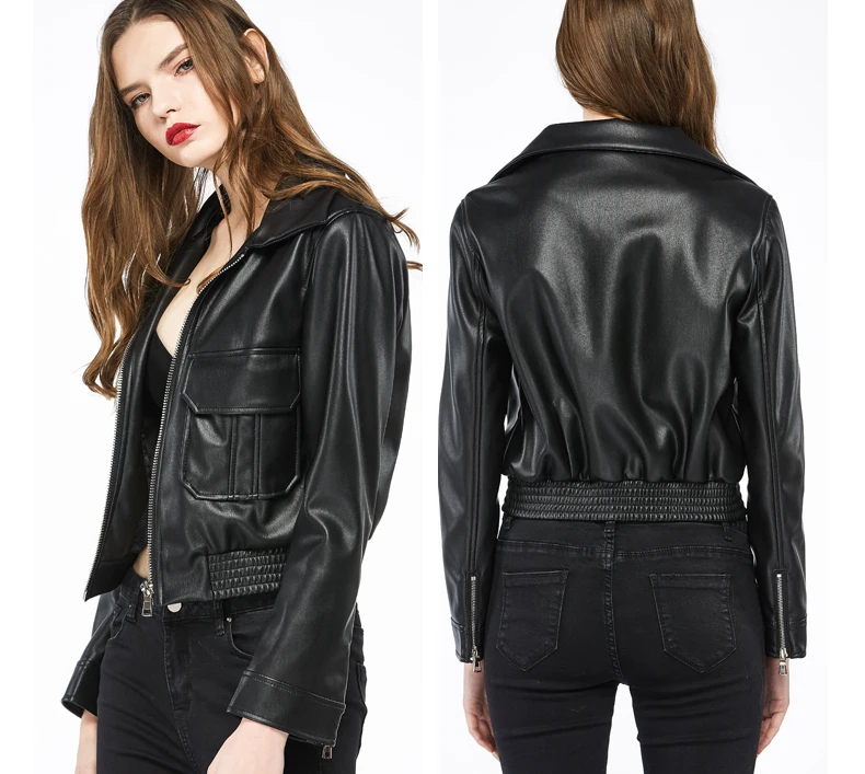 2017 Женская куртка из искусственной кожи модный бренд тонкий уличный стиль с