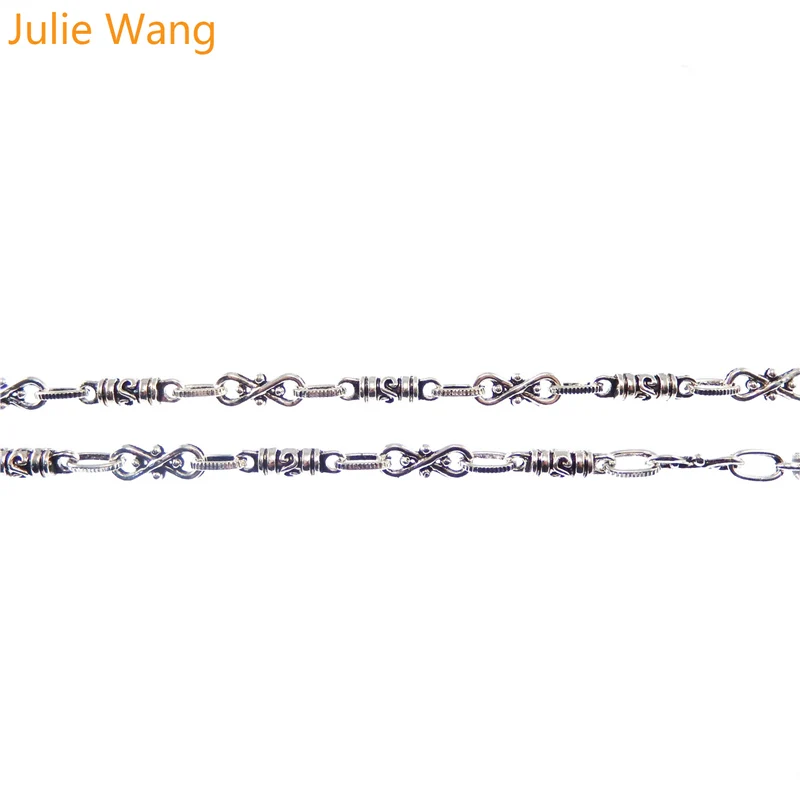 Julie Wang 1 метр 1 много Старинного Серебра стиль тон цинковый сплав Изготовление ювелирных изделий ожерелье цепь 10*5 мм ручной работы ремесла 30132
