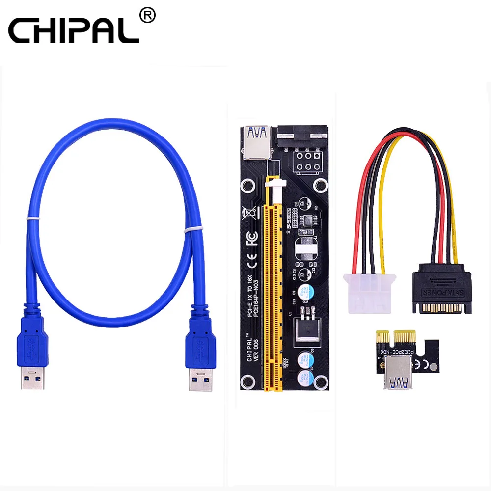 CHIPAL VER006 PCI E Райзер карта расширения Express PCIE 1X до 16X Удлинительный адаптер 1 м 0 6 USB 3