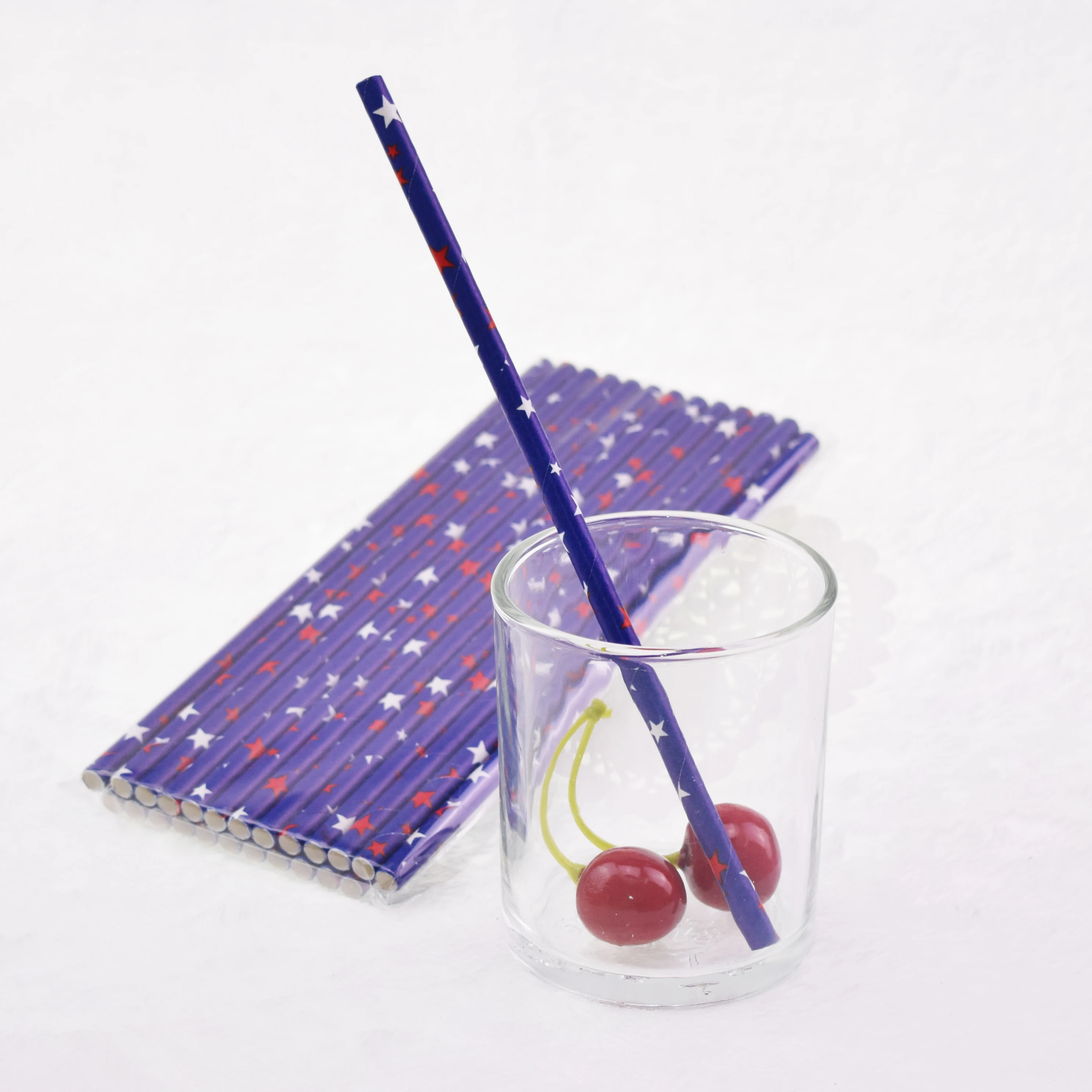25 шт./лот бумажные соломинки с красными звездами биоразлагаемые для дня рождения