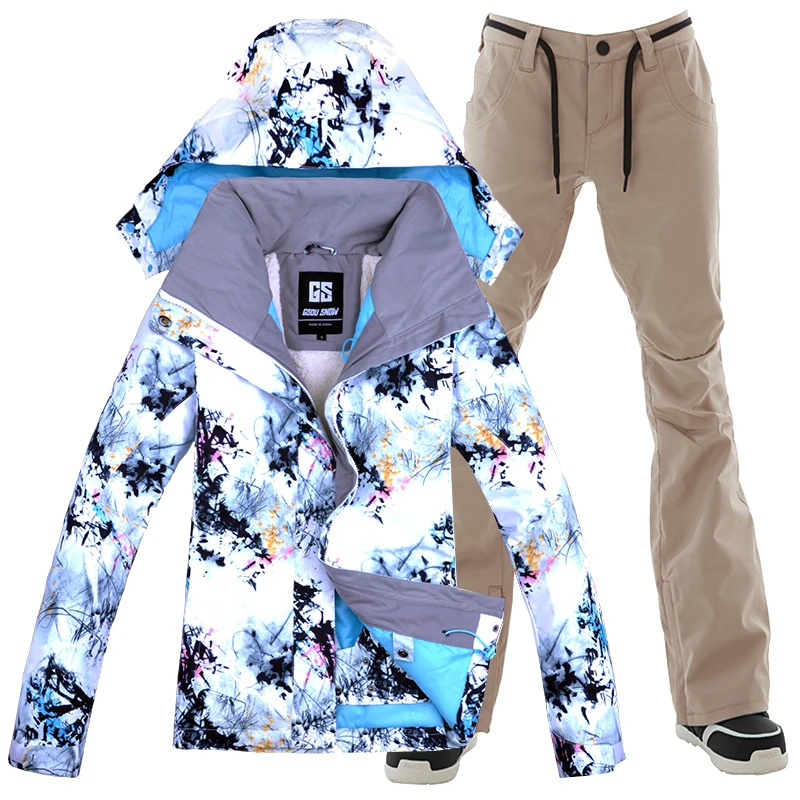 Free Shipping Sports Suit Women Waterproof Jacket Ski Set Gsou Snow Women's Skiing Clothing and pants | Лыжи и сноубординг