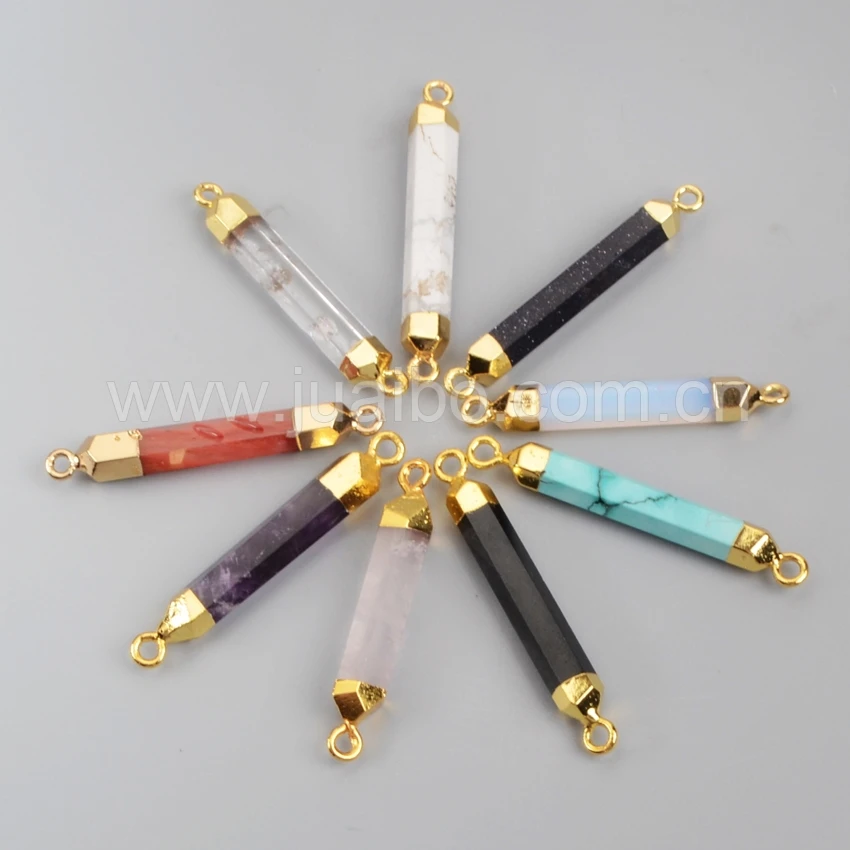 Смешивать Цвета Позолоченные Мульти-Вид Камни Точка Двойной Разъем