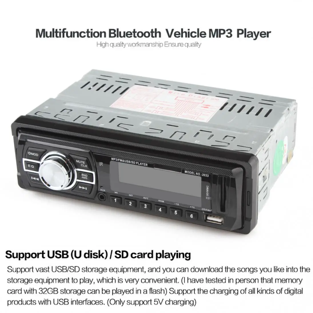 Автомобильный MP3 плеер с bluetooth и FM передатчиком 12 В стереозвук Aux вход приемник SD USB