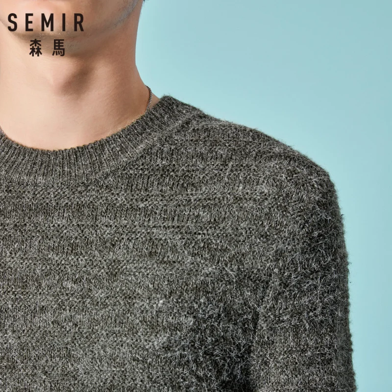 SEMIR Мужской мягкий вязаный свитер с опущенным плечом мужской пуловер трикотажная