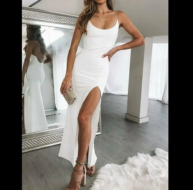 New Fashion Elegant Womens Backless Sexy Simple Solid Color Bandage Bodycon Summer Evening Party Club Long Dress | Женская одежда