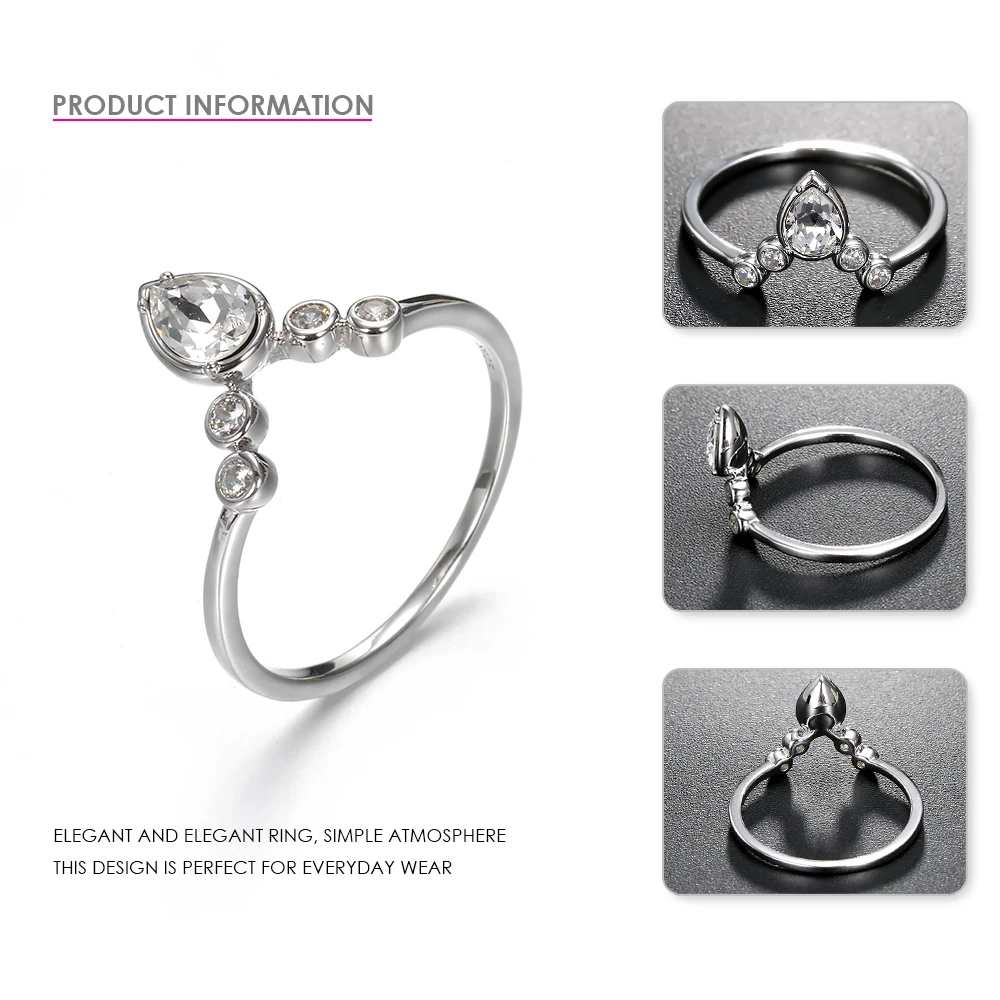 e-Manco 925 Sterling Silver Rings Simple Crown For Women Luxury Cubic Zircon Diamond Ring Fine Jewelry | Украшения и аксессуары