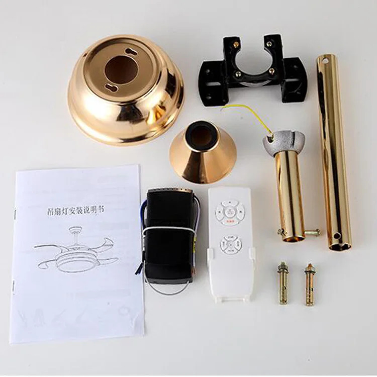 Modern Ceiling Fan Remote Control 42 Inch Invisible Hanging Fans Foldable Gold With Lights Living Bed Kids Room | Лампы и освещение