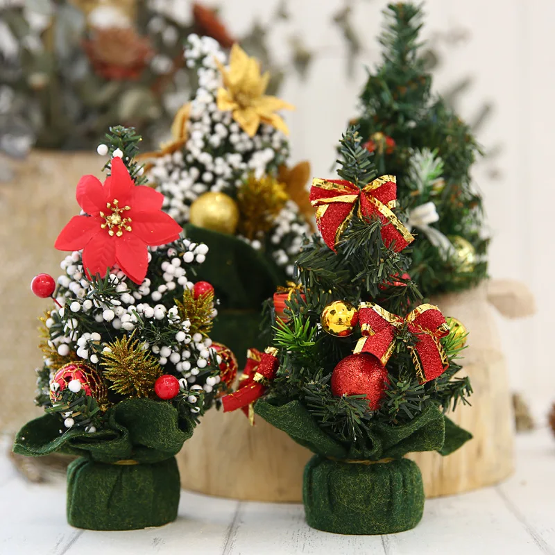 

Christmas Decorations 2021 Creative 20cm Mini Trumpet Decorated Christmas Tree Hotel Window Restaurant Desktop Ornaments