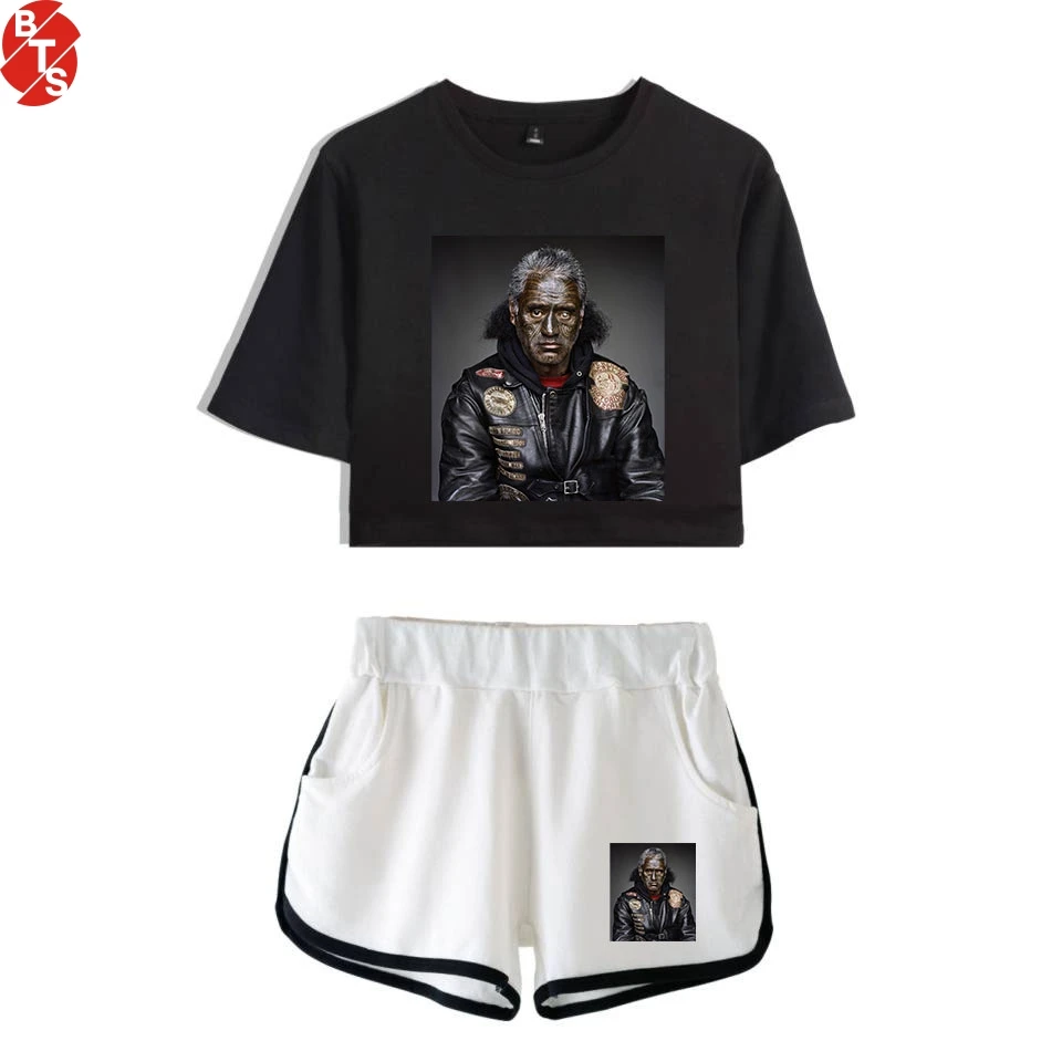 

Mongrel Mob Fashion Printed Summer Two Piece Sets for Women Short Sleeve Crop Top+Shorts 2018 Casual Hot Sale Girls Sexy Clothes