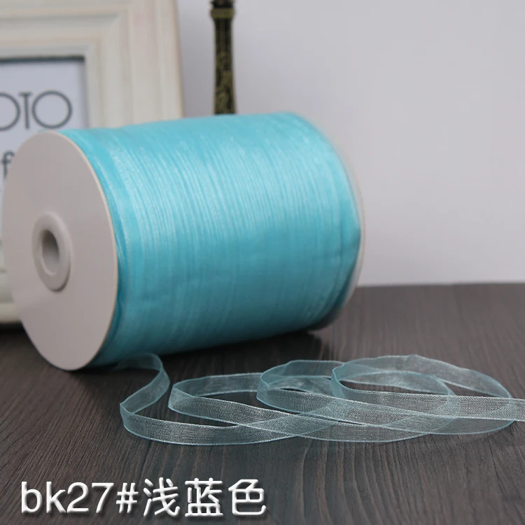 Light Blue Бирюзовые(10 м/лот) 1/"(6 мм) ленты из органзы Свадебные Рождественские украшения Подарочные ленты для упаковки - Цвет: Light Blue