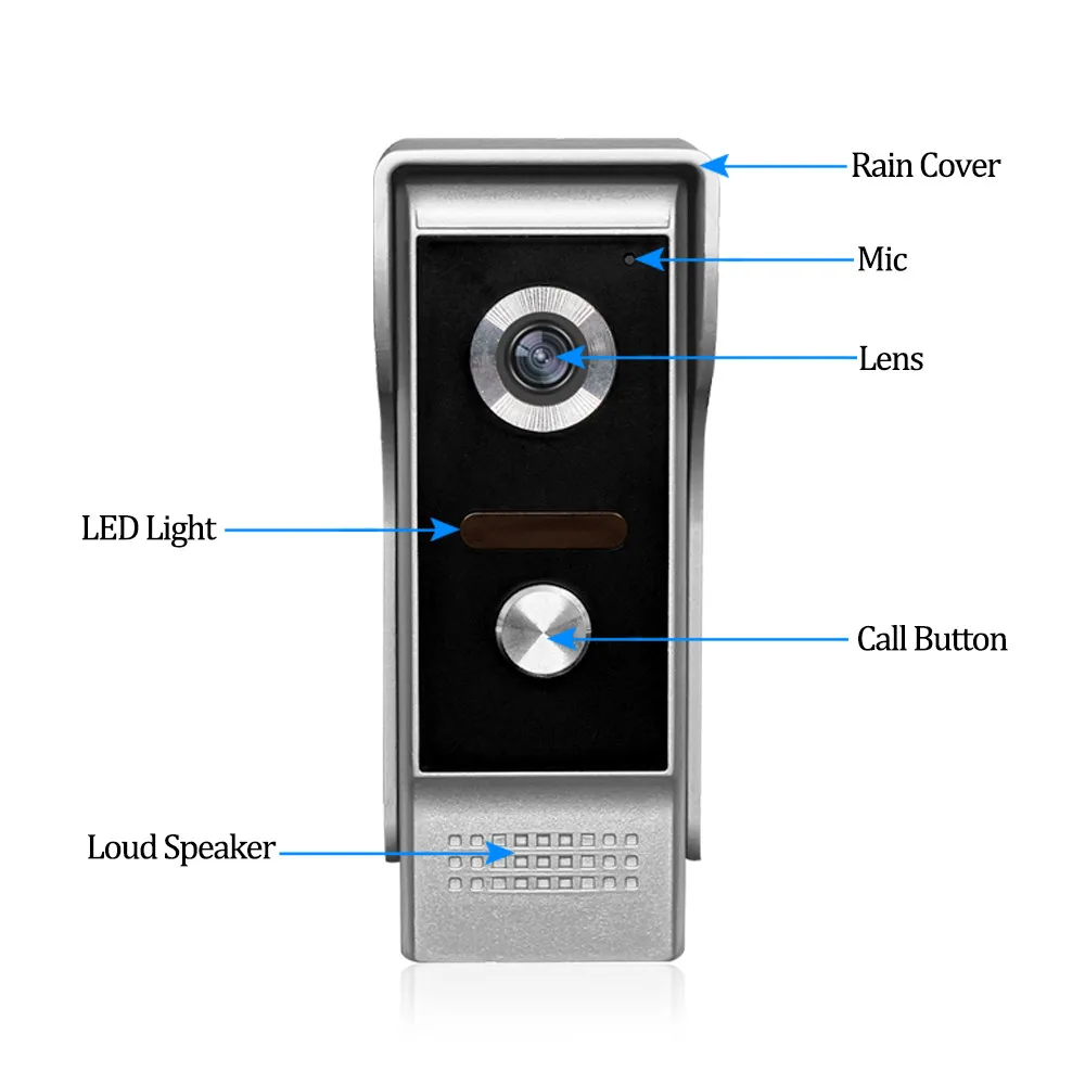 Home Wired Video Intercom Camera Doorbell 4.3'' TFT Color Video Door Phone with 2 Monitors Doorphone IR Night Vison 700TVL Lock enlarge
