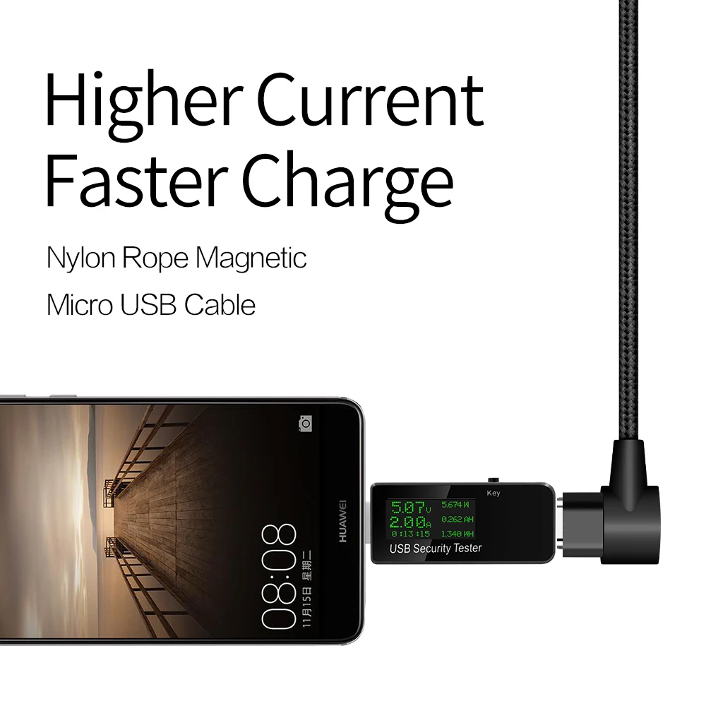 Магнитный кабель MANTIS 90 градусов 1 м для быстрой зарядки данных 2.4A Xiaomi Redmi 4X Note samsung