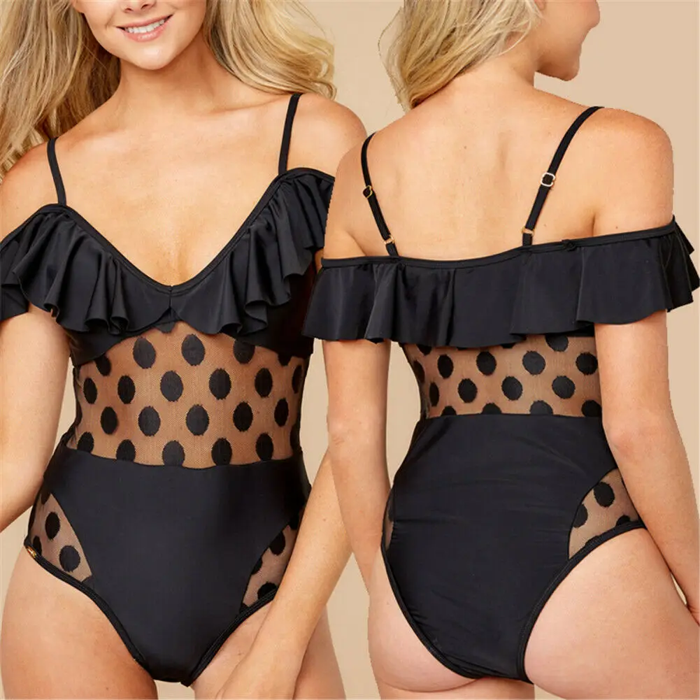 2019 Новый стиль с оборками в мелкий горошек Модный женский купальник пуш ап бикини