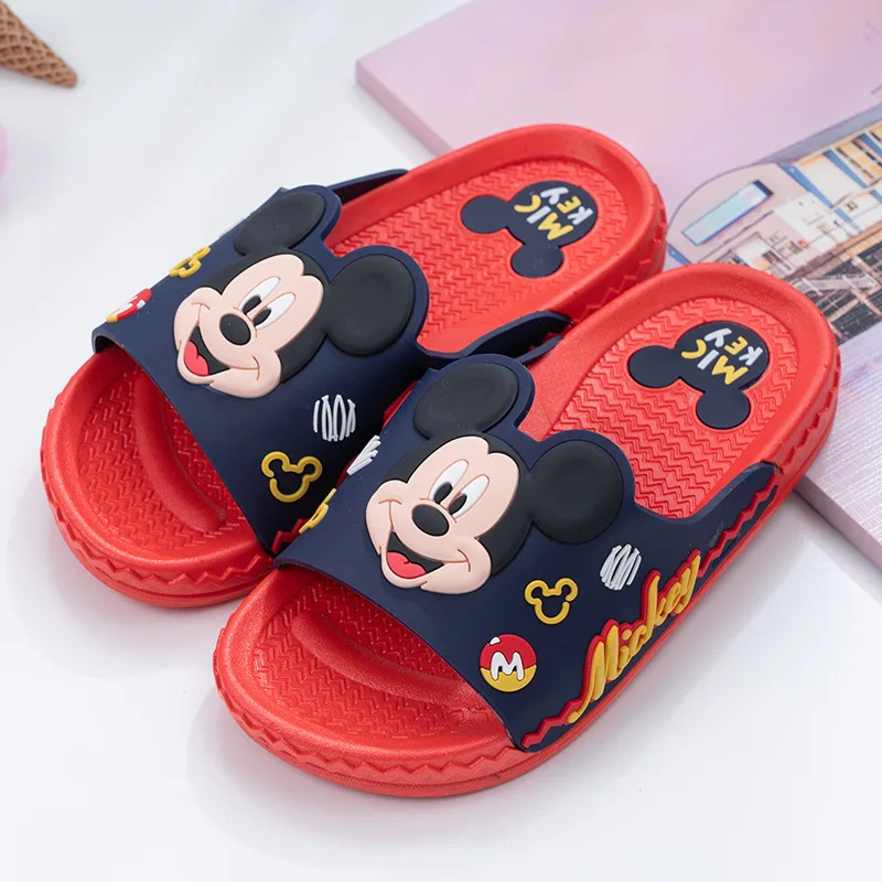 Disney/детская обувь; тапочки для малышей; летние домашние Нескользящие мини-тапочки с Микки из мультфильма для мальчиков и девочек