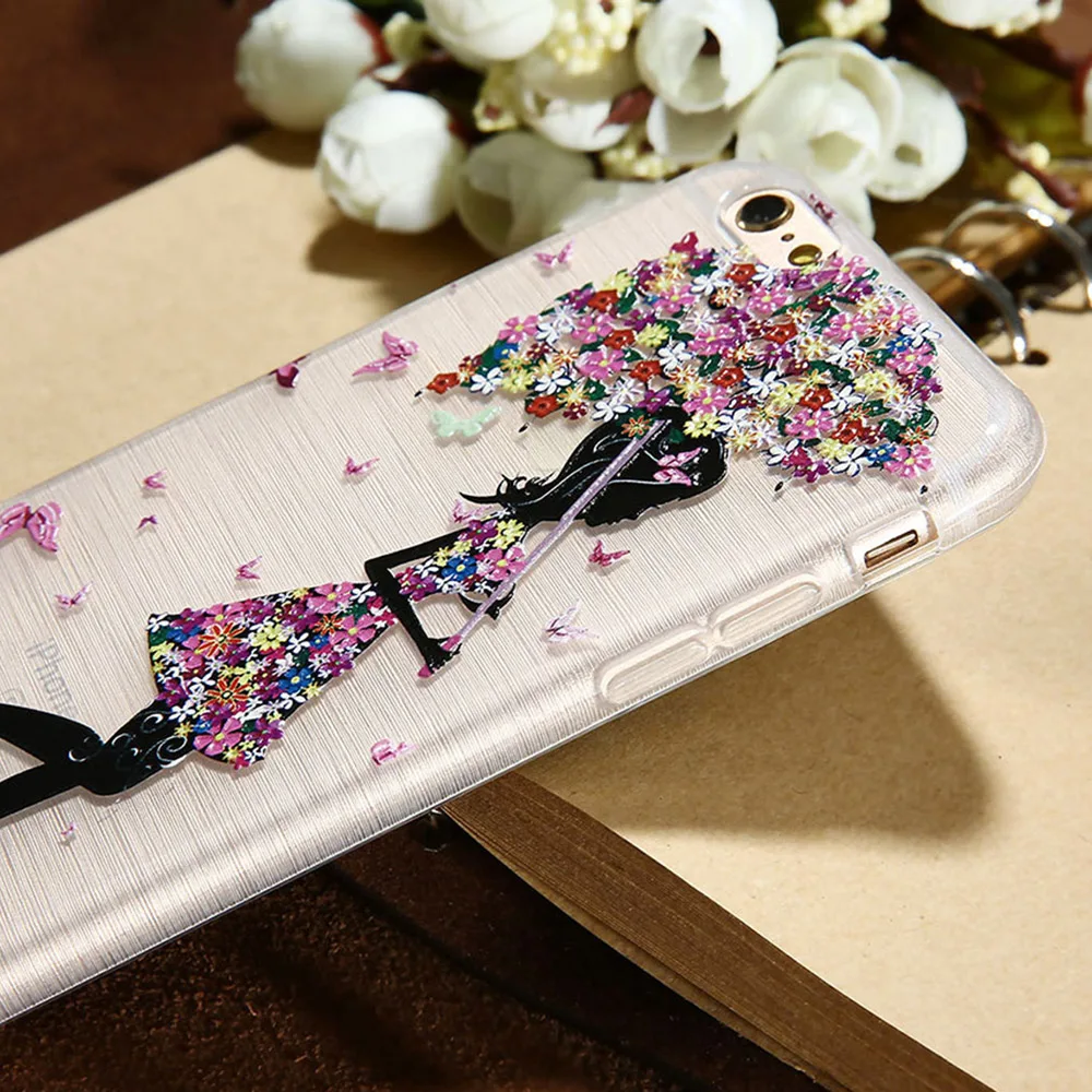 Caseier девушка рисунком чехол для телефона iPhone 7 8 6 6S Plus прекрасный Чехол 5 5S se X