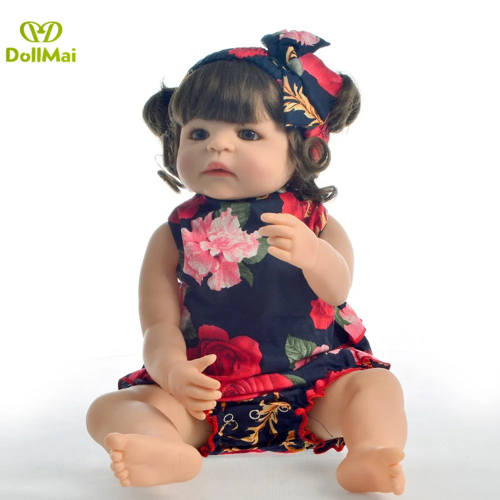 

55cm Full Silicone Body Reborn Baby Doll Toy For Girl Vinyl Newborn Princess Babies Bebe Bathe Accompanying Toy Birthday Gift