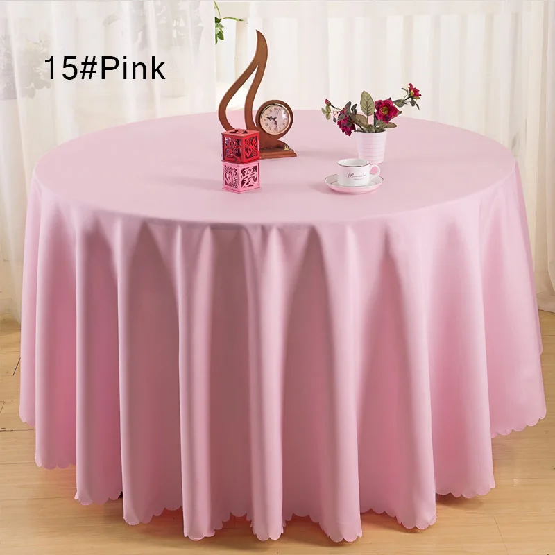 pink 10P высокое качество машинная стирка полиэстерное полотно для скатертей Свадебная вечеринка для отеля скатерть на стол 12" круглый стол ткань - Цвет: pink